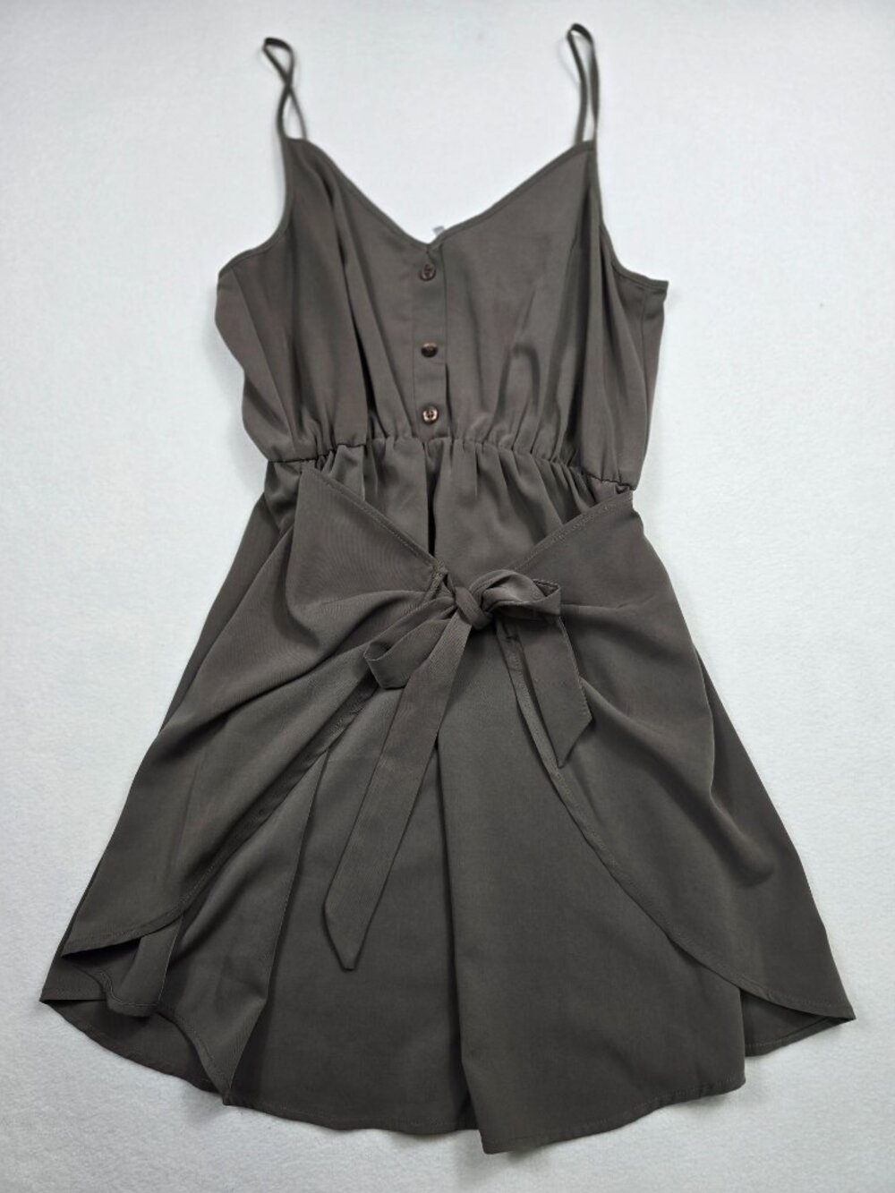BCBG Generation Small Olive Green Sleeveless Romper Tie Waist